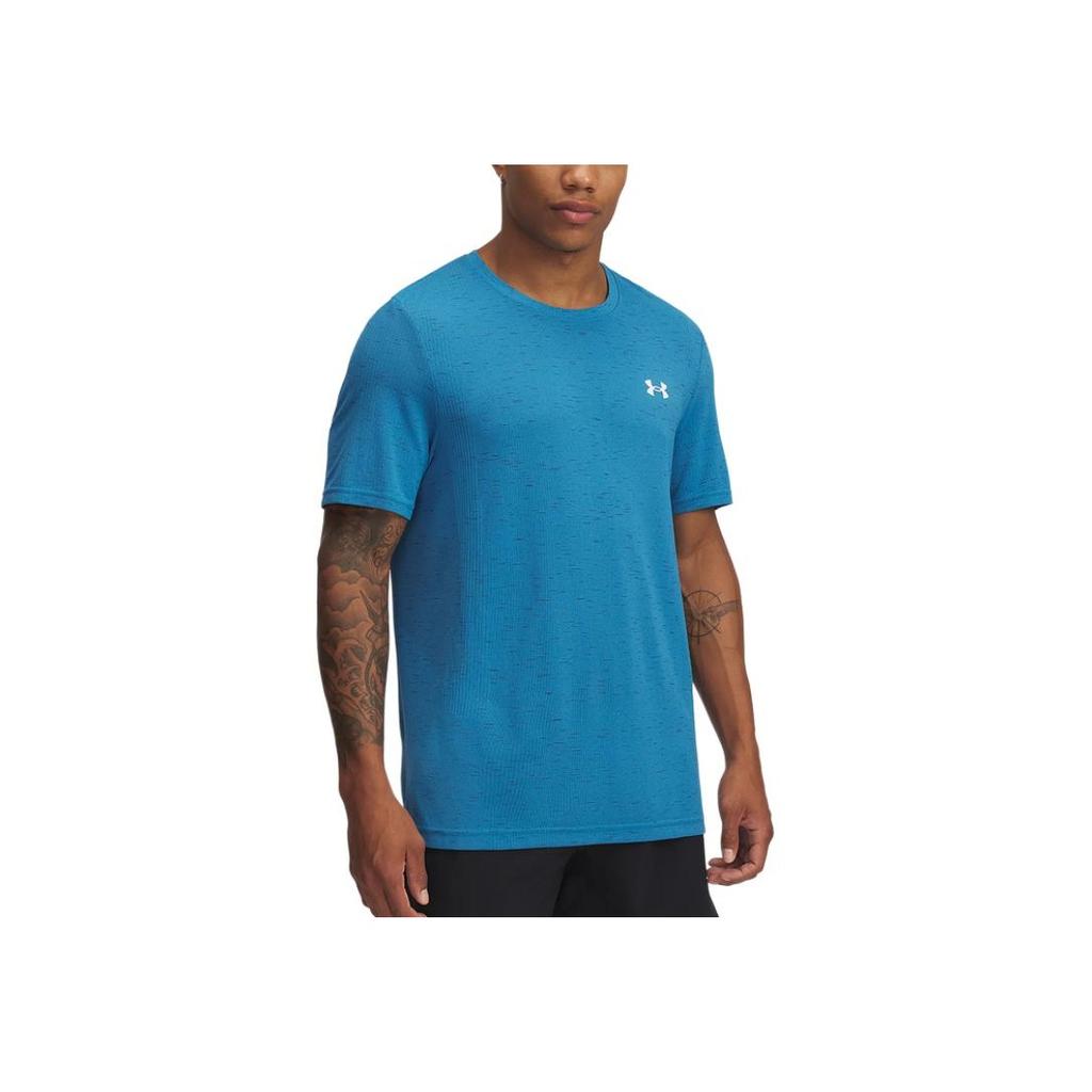 Under Armour Vanish Бесшовный Логотип Круглый Вырез Пуловер Футболка с Коротким Рукавом Мужские Футболки Синий 1382801-452