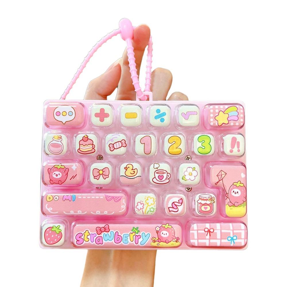 Cartoon 26 Keys Keyboard Keychain Clicker Sound Stress Relief Fidget Toy Student Gift