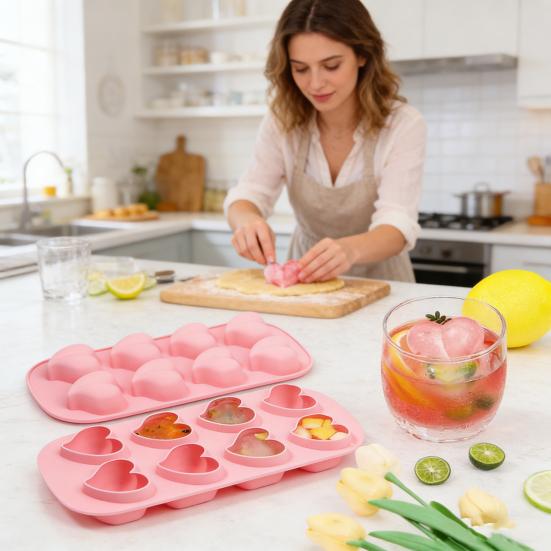 Форма для кубиков льда в форме сердца, силиконовая, 8 ячеек, лоток для кубиков льда, для шоколада, желе, пудингов, украшения для тортов, романтический аппарат для изготовления кубиков льда