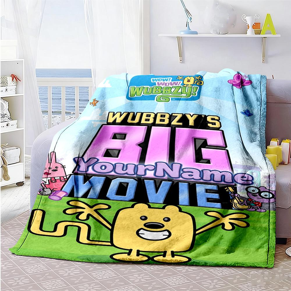 Wow! Wow! Wubbzy Personalized Name Blanket Gift Customizable Blanket Ultra-Soft Suitable for Bed Livingroom Sofa Office Chair for All Occasions