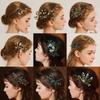Retro Alloy Rhinestone Plug Comb Handmade Leaf Green Crystal Headdress Antique Hanfu Jewelry Bridal Hair Comb