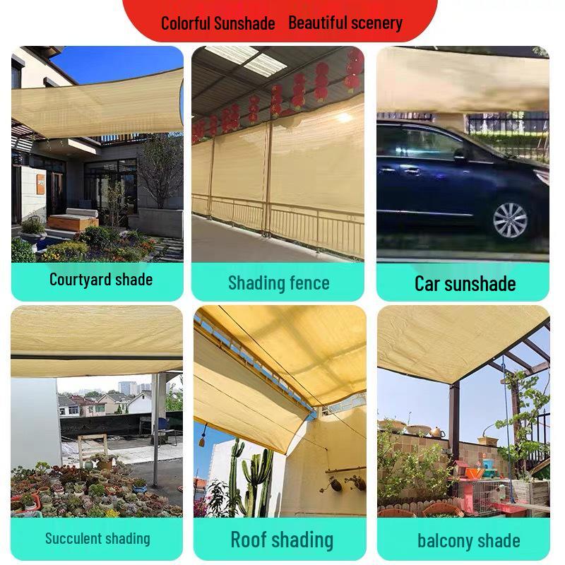 Beige Shade Net for Home Courtyard and Balcony Sun Protection - Hemmed and Punched