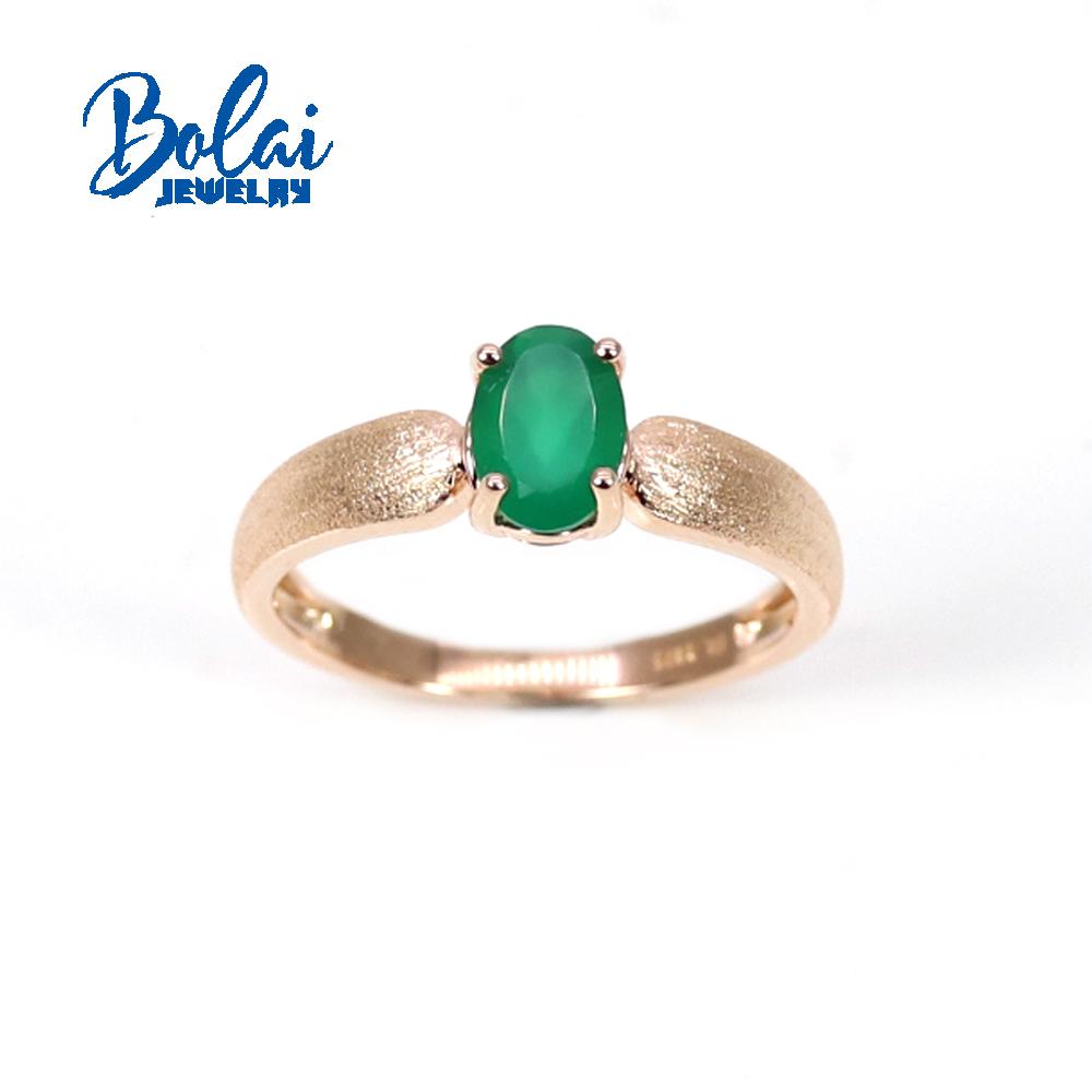 Bolaijewelry Серьги-кольца овальной формы 5*7 мм с натуральным зеленым агатом, комплект украшений из стерлингового серебра 925 пробы, розовое золото, изысканные украшения для женщин, подарок на годовщину