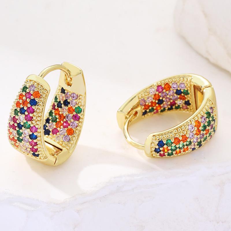 Цветные циркониевые геометрические серьги-каффы в виде треугольников - Легкая роскошь, Изысканная модная бижутерия