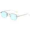 Small Rectangle Square Sunglasses for Women Rimless Street Shoot Eyewear for Women
