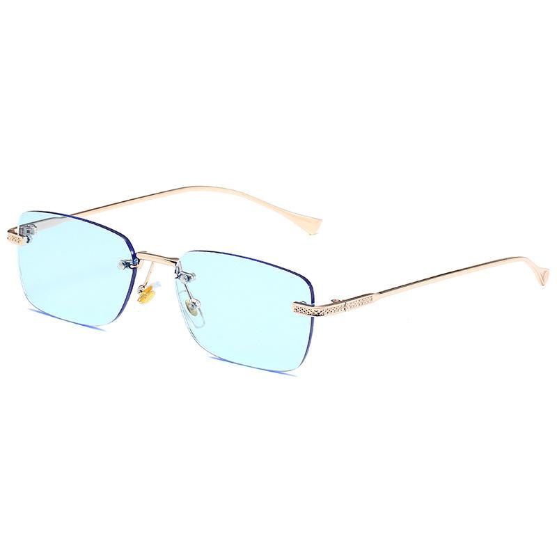 Rimless Square Sunglasses for Women Small Rectangle Ladies Metal Shades Punk Sun Glasses for Women