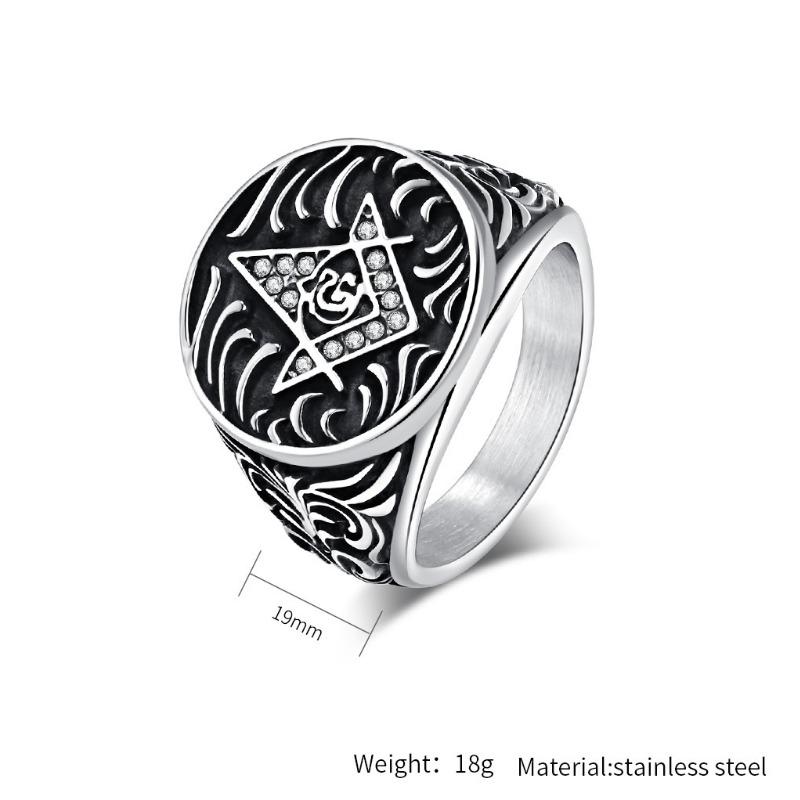 Винтажное масонское кольцо из титановой стали для мужчин, нишевое индивидуальное ювелирное изделие в стиле хип-хоп, мужское золотое кольцо на палец властного братства