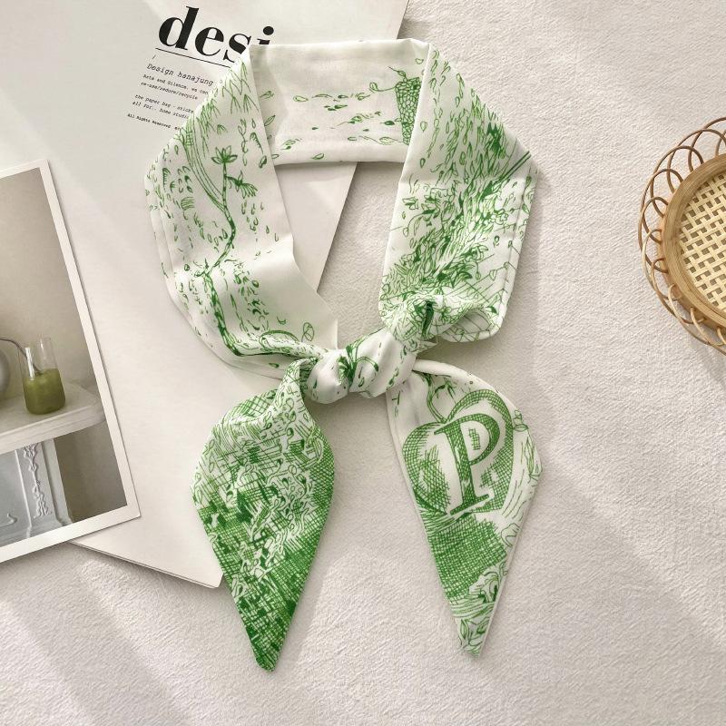 Long Silk Scarf Atmosphere New Thin Narrow Tie Bag Gift Strap Headband Small Tie