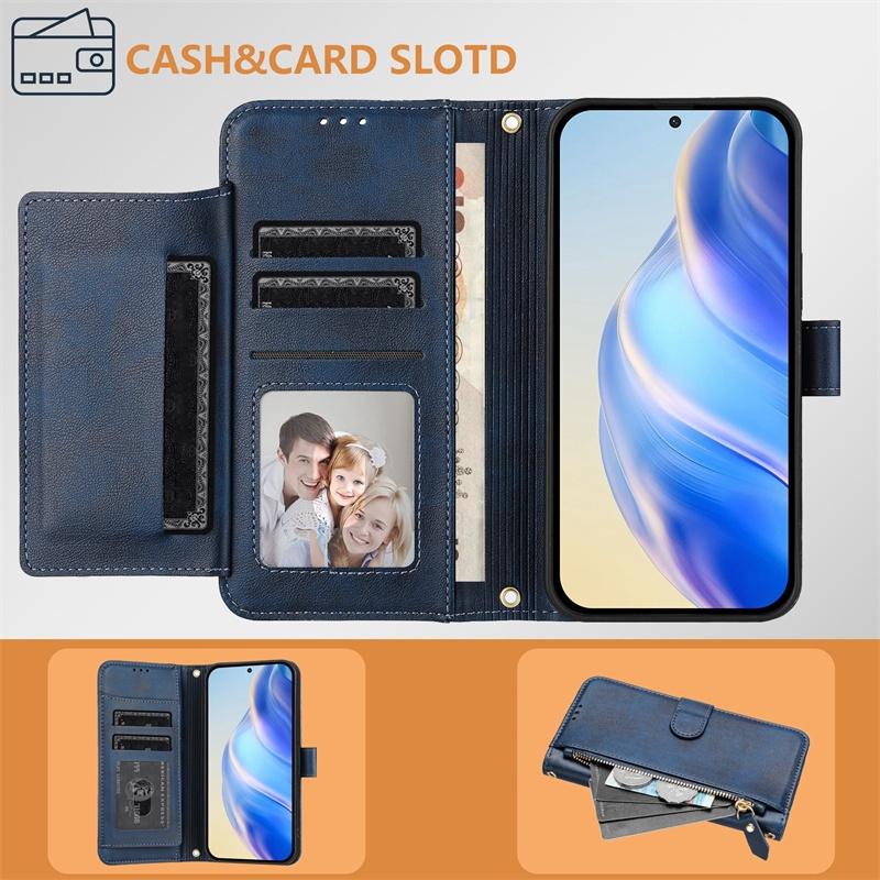Flip Case for Realme V11 V13 V20 V23 V25 V50S V60 V60S Q3 Q3i Q5 Pro Q5i Q5X C61 C63 C65 C75 4G 5G Leather Wallet Cover Card Slot Bag Zipper Casing