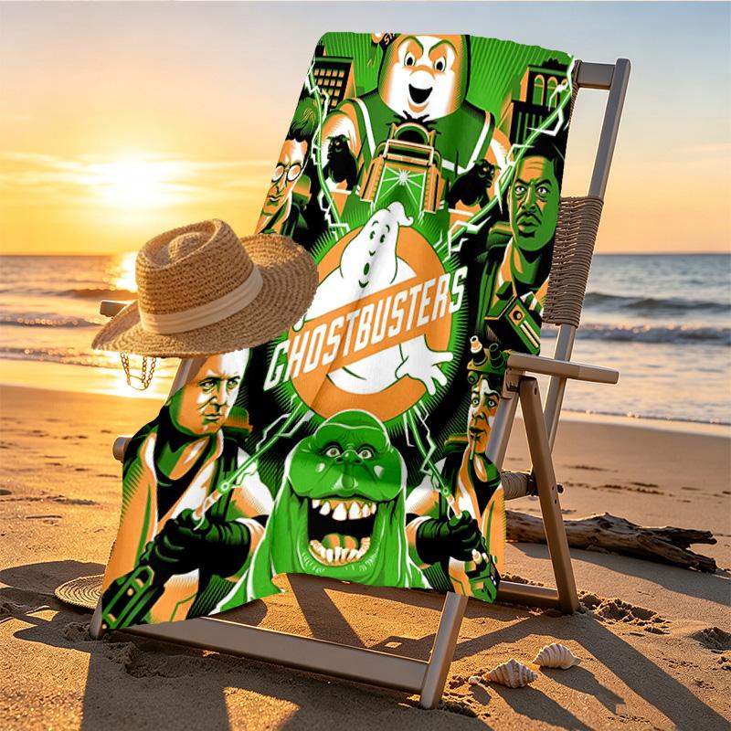 Ghostbusters Print Beach Towel Design, Soft, Lightweight. for Home Bathroom, Spa, Pool, Yoga, Surfing, Camping, Gift for Family, Friend