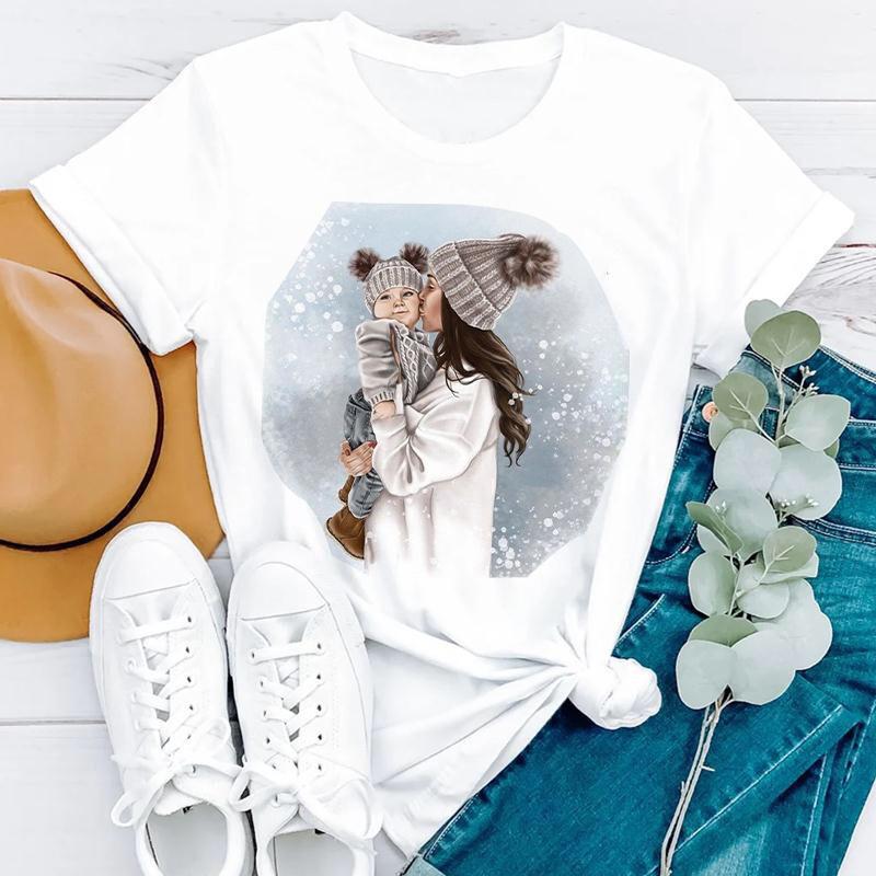 Простая женская одежда больших размеров с принтом на тему Дня матери, стильные женские футболки из чистого хлопка с круглым вырезом и короткими рукавами