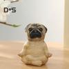 Meditating Dog Figurine Resin French Bulldog Statue Yoga Puppy Animal Sculpture Home Office Desktop Garden Decoration Ornament Festival Gift