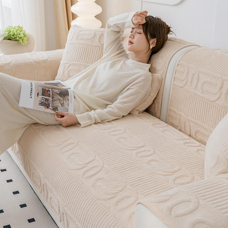 Winter Plush Non-Slip Sofa Cushion Modern Leather Cover Soft Seat Pad for Home Decor