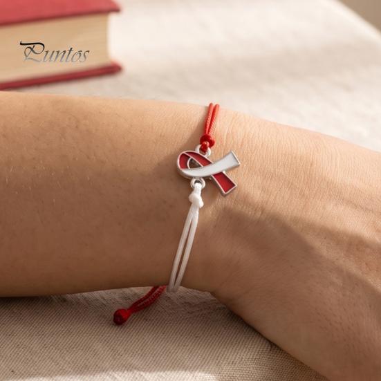 Soft Woven Rope Jewelry 2 Pcs Breast Cancer Awareness Bracelets, Adjustable Braided String Stackable Wrist Accessories Bracelets with Ribbon