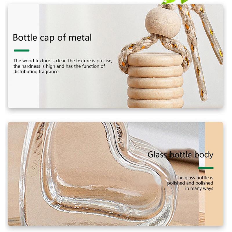 Пустые флаконы для автомобильного диффузора 6 мл, освежители воздуха в форме сердца, флаконы для духов, пустые стеклянные украшения для автомобиля, аксессуары