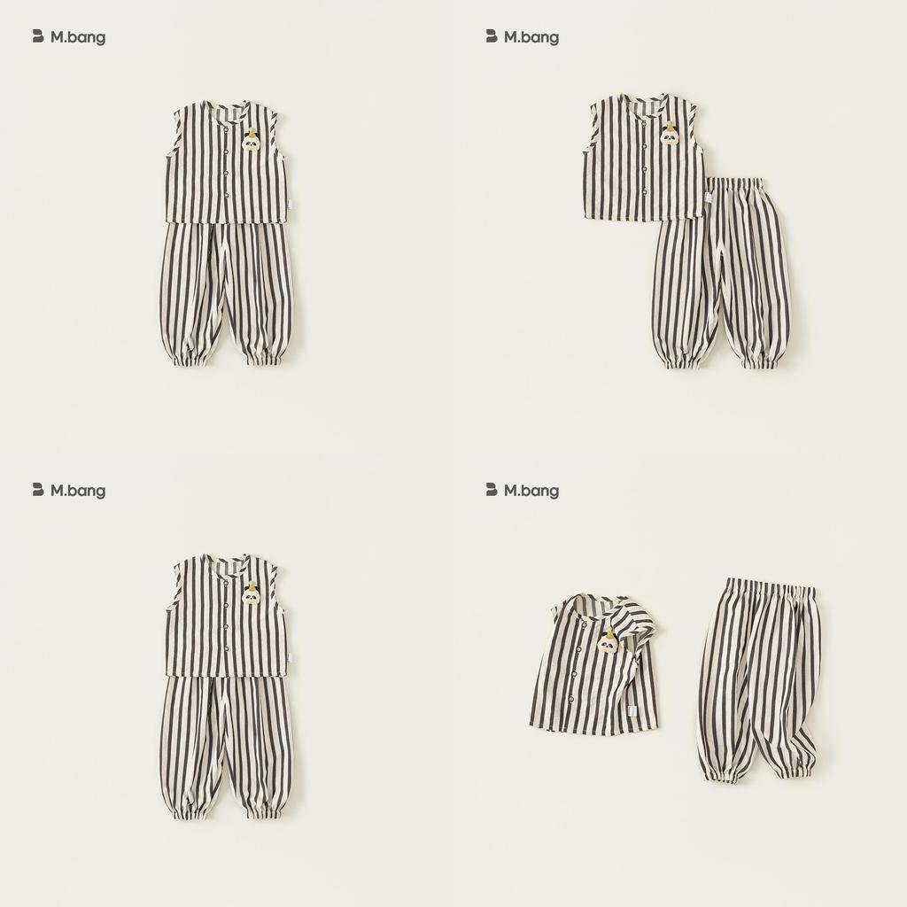 Kids Summer Sleeveless Striped Panda Outfit With Soft Fabric For Children Ages 3 To 8