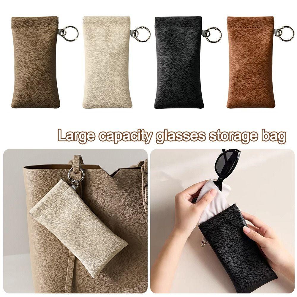 PU Leather Glasses Protective Case Dustproof Eyewear Pouch Portable Glasses Storage Bag Travel Use