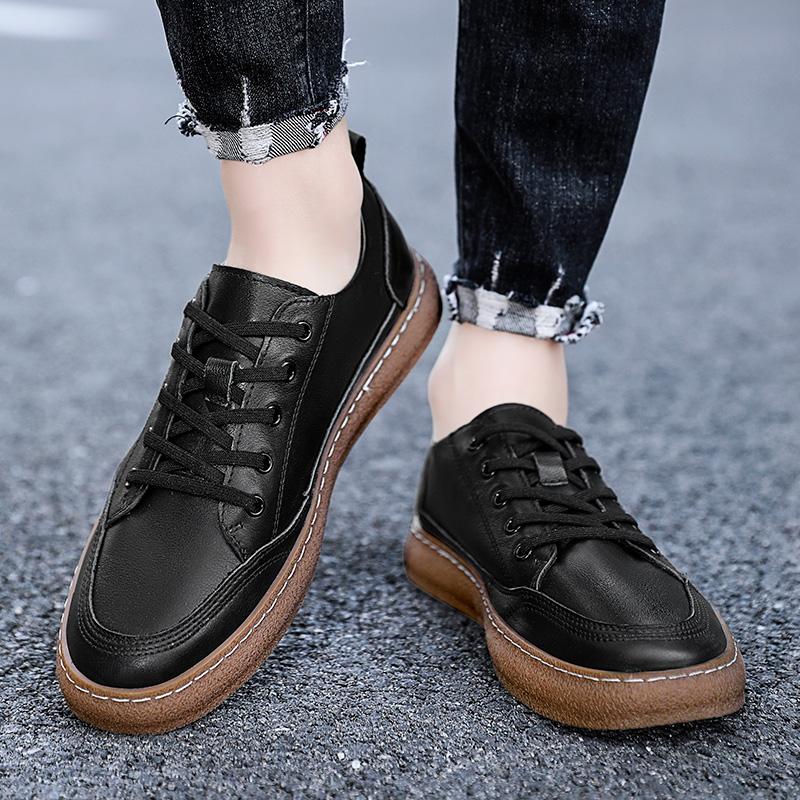 Men Top Layer Cow Leather Small White Shoes Casual Shoes Fashion Men Leather Sneakers Breathable Spring Men Designer Men Loafers