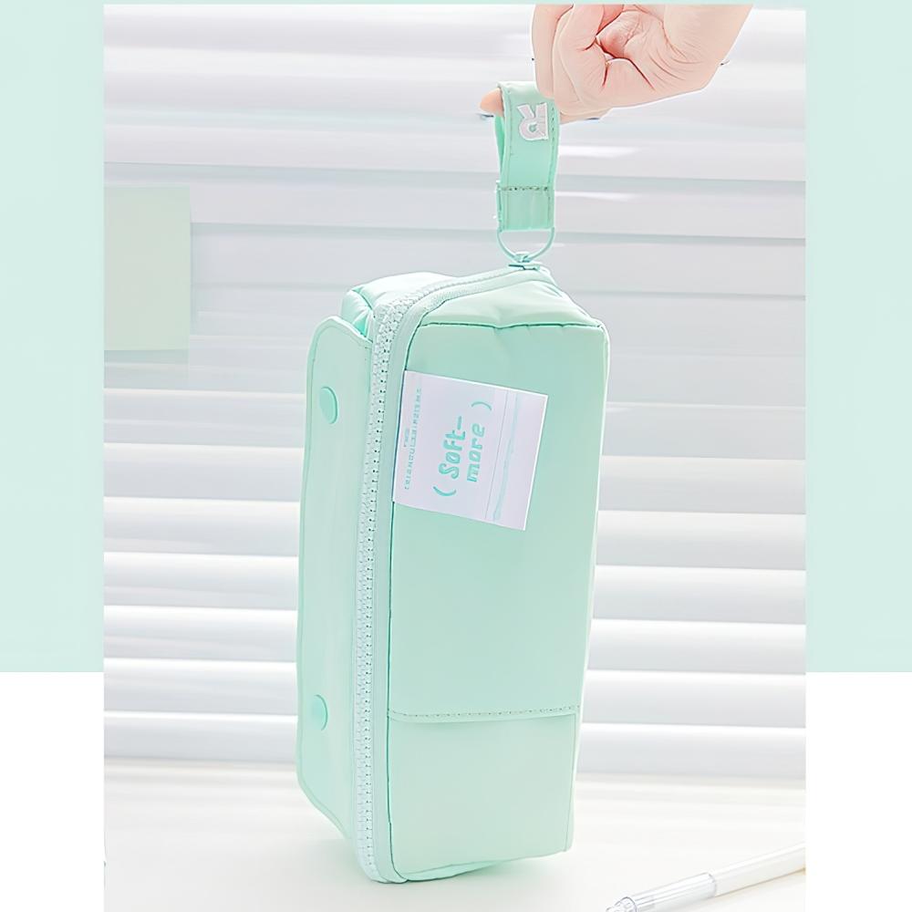 Пенал с призмой, сумка для ручек кремового цвета, большая вместимость, мягкий карманный чехол для хранения канцелярских принадлежностей