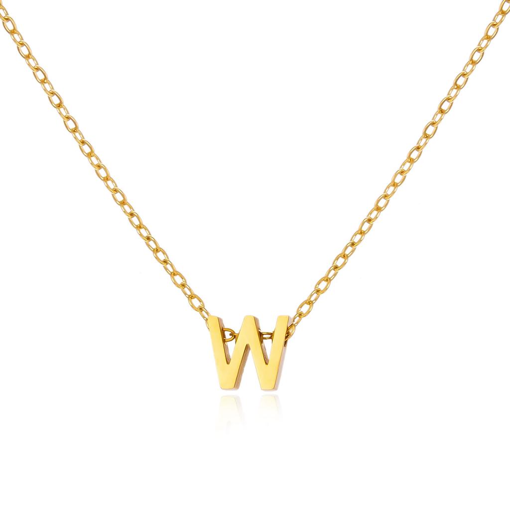 Stainless Steel Initial Necklace Gold Color Cut Letters Single Name Choker Necklace for Women Pendant Jewelry Gift