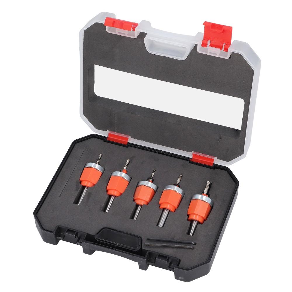 5pcs High Speed Steel Adjustable Depth Drill Bit Hole Opener Bit Set Woodworking Drilling