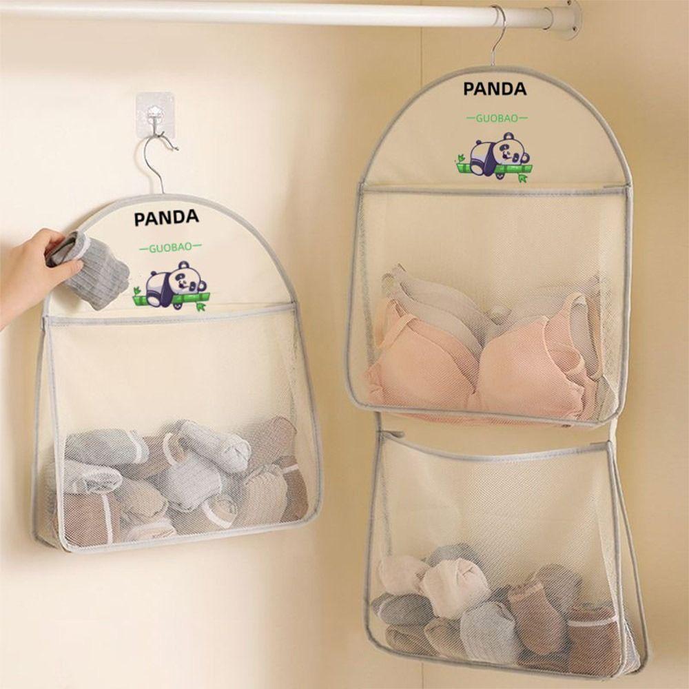 Wardrobe Hanging Socks Storage Bags Save Space Panda Mesh Organizing Bag Storage Mesh Bag