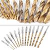 13pcs Titanium Coated Drill Bit Set High Speed Steel Titanium Coated Drill Bits  Wood Drilling