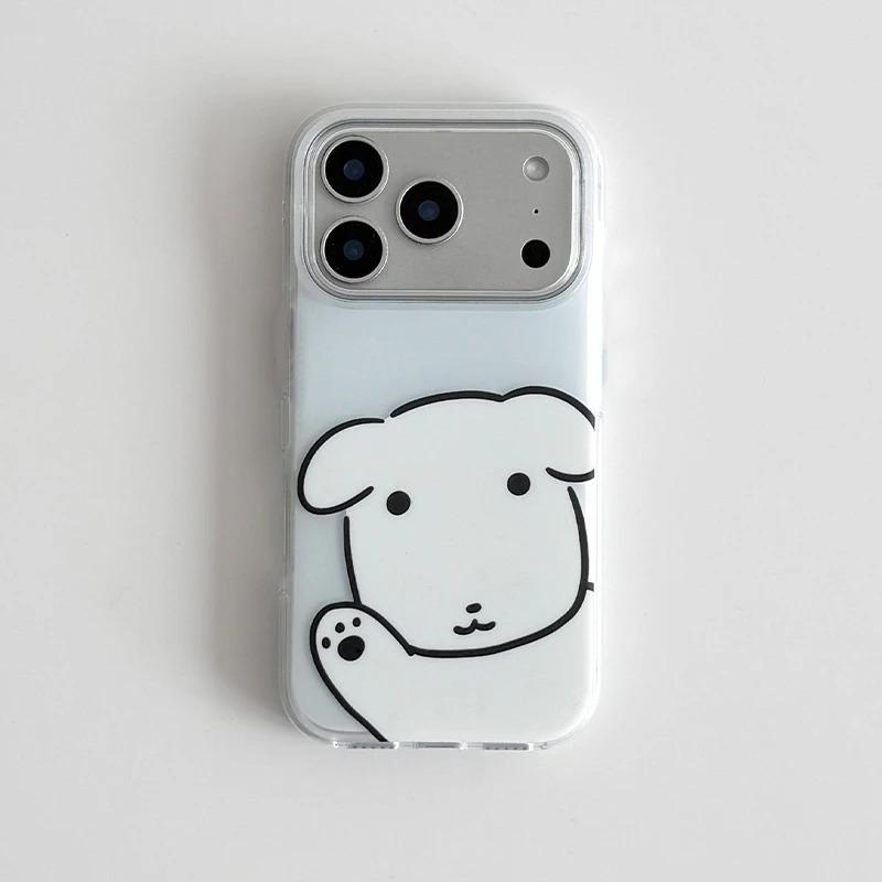 Минималистичный Милый Чехол для Телефона с Щенком Для iPhone 17 16 15 14 13 12 11 Pro Max 7 8 Plus 16e 17e Air X XR XS Max Ударопрочная Задняя Крышка