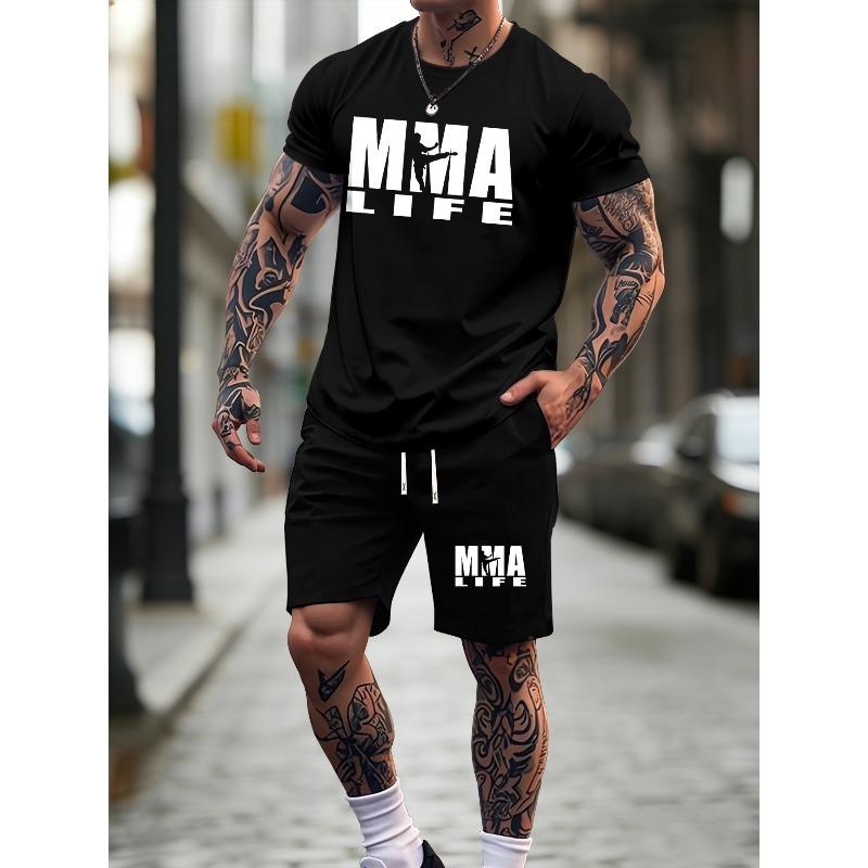 Мужская летняя футболка европейского размера с элементами графики MMA, универсальная одежда, повседневный топ с коротким рукавом, модная спортивная футболка