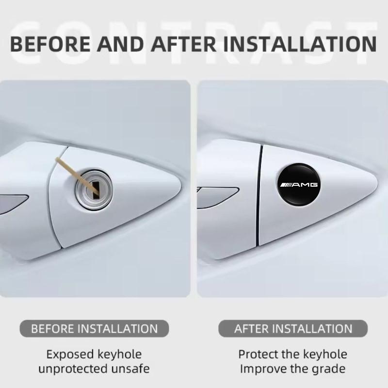 Car Door Lock Keyhole Sticker Auto Key Sticker Emblem For Mercedes Benz AMG A B C E G CLA W211 W203 W204 C260 E300L A200L GLC300 JQRST1