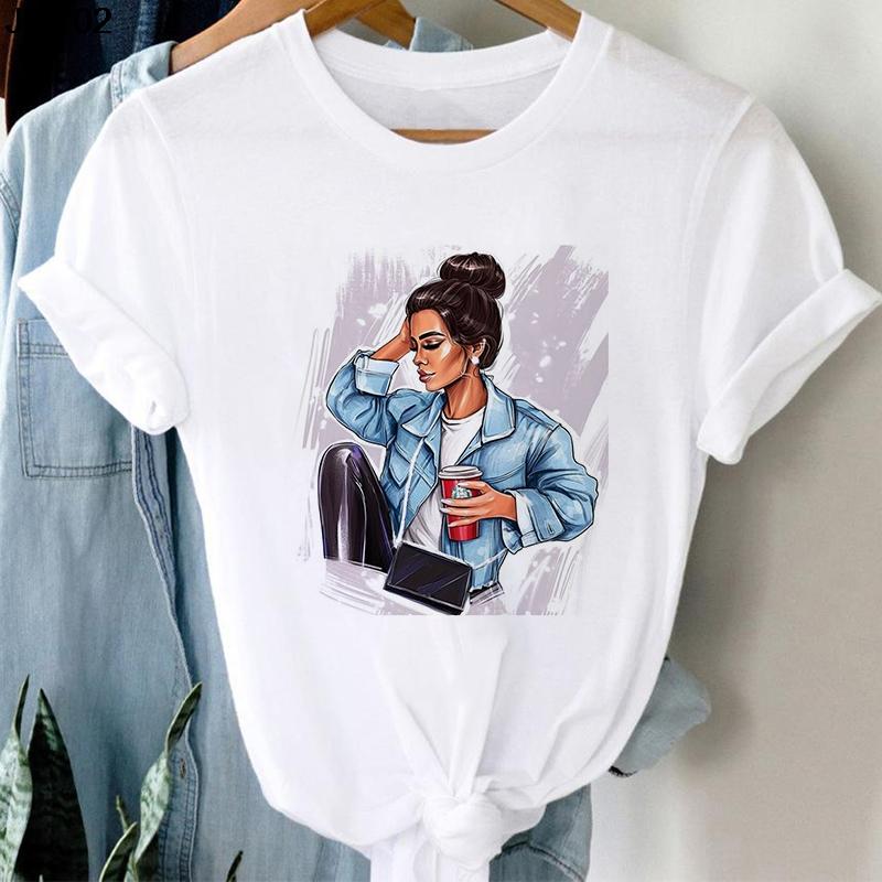 New Harajuku Women's Coffee Sweet Girl Printed Female T Shirt Cartoon Short Sleeve Summer Ladies T-shirt Tops Tee Tshirt Clothes