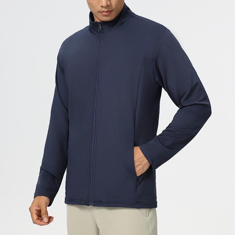 Windproof Quick-Dry Long Sleeve Running Jacket - Men's Thin Stand Collar Sports Cardigan for Spring & Autumn Outdoor Training