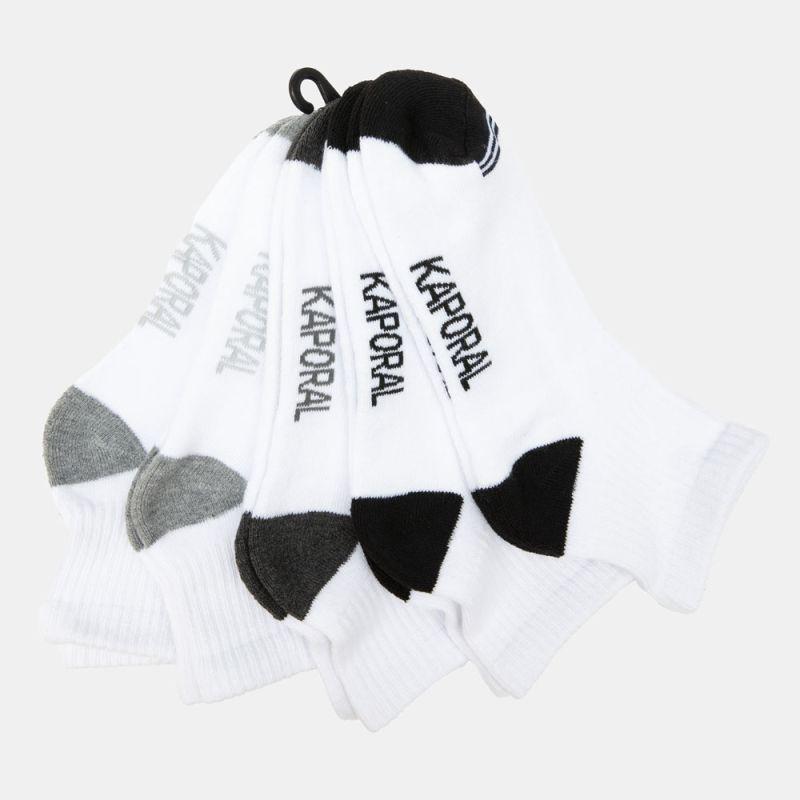 Set of 5 Pairs of White Color Block Edelbert Men's Ankle Socks KAPORAL