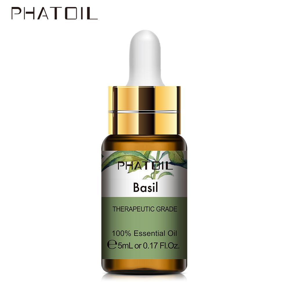 PHATOIL 5ML Rose Jasmine Lavender Plant Essential Oil with Dropper Purify the Air Bactericide Spa Body Care Vanilla Eucalyptus Tea Tree Oil