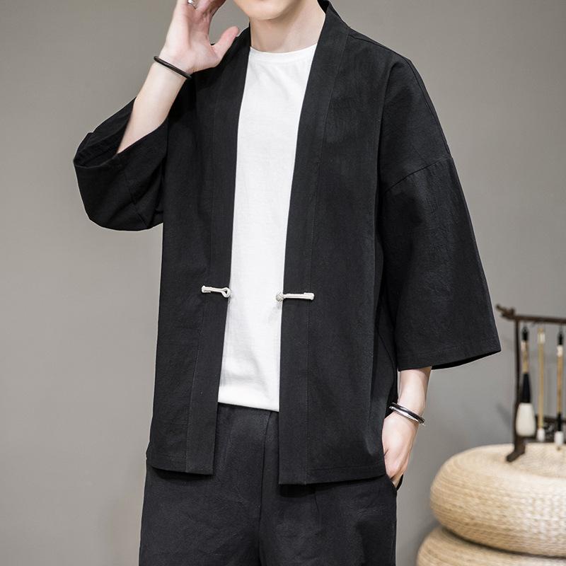 Однотонная мужская японская одежда Haori, японская модная одежда Kawaii, мужское кимоно для мужской рубашки