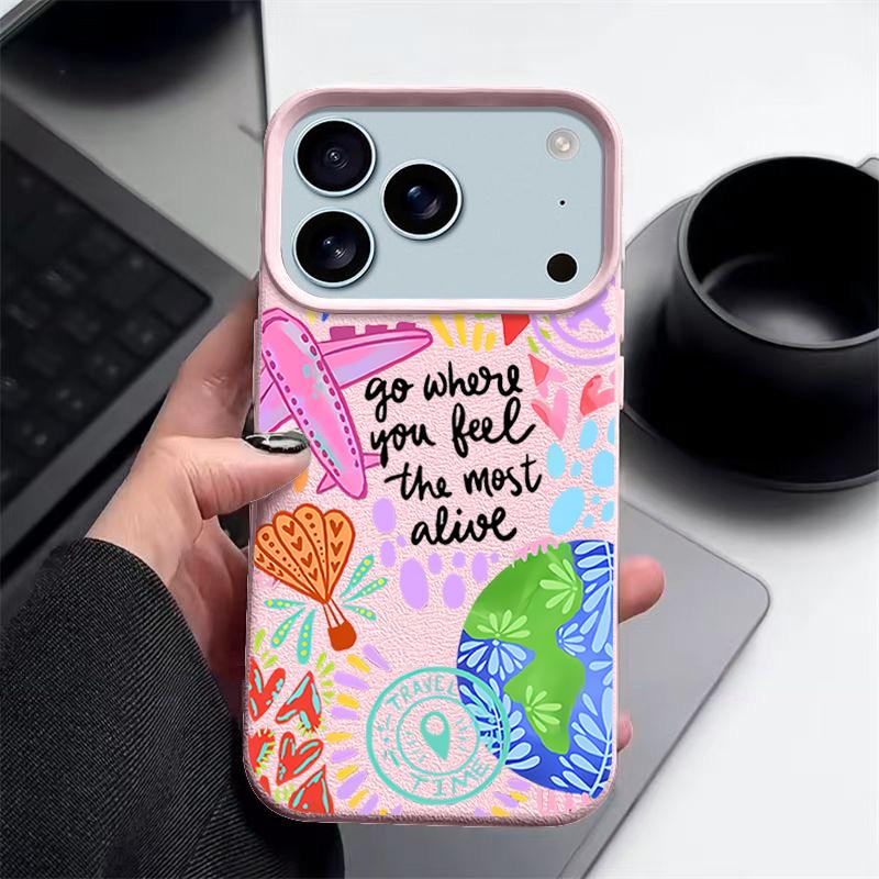 Чехол с мультяшным узором Огненный Шар для iPhone 17 Pro Max iPhone 16 Pro Max 15 14 13 12 11 16E Air Люксовая Силиконовая Крышка с Текстурой Кожи