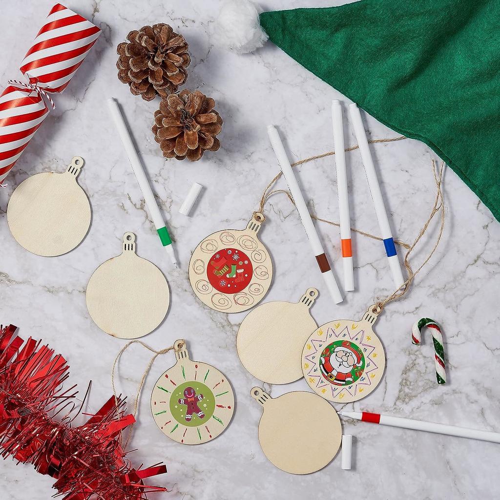 10/20/30X Рождественский Деревянный Декор для Рукоделия Подвесной Шар Заготовки Формы Реквизит для Елки