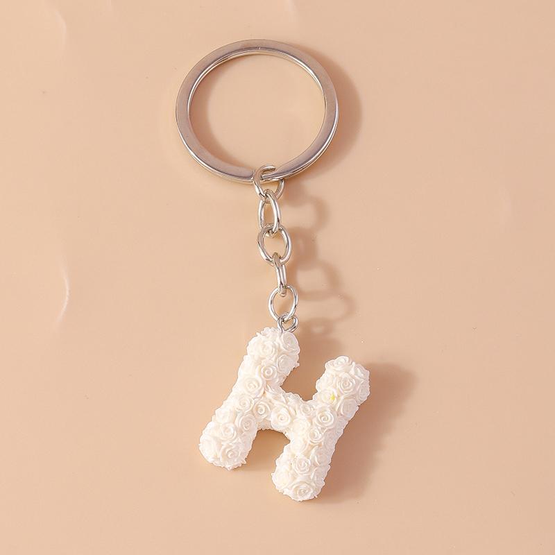 New Creative Flower Initial 26 Letter Keychain A-Z Alphabet Keyring Pendants for Women Girls Handbag Decor Jewelry Accessories