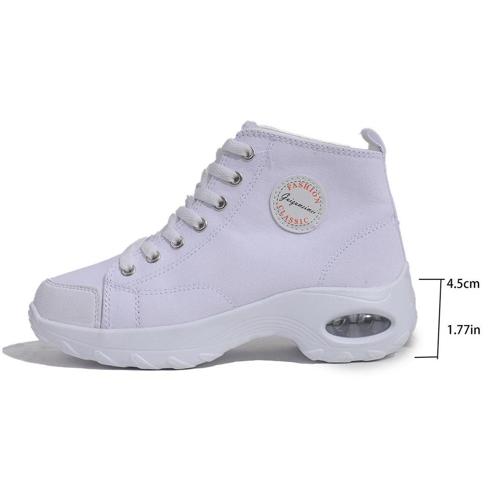 2024 New Style Women's Breathable High-Top Canvas Shoes: Elevate Your Height and Style with These Sports-inspired Sneakers.