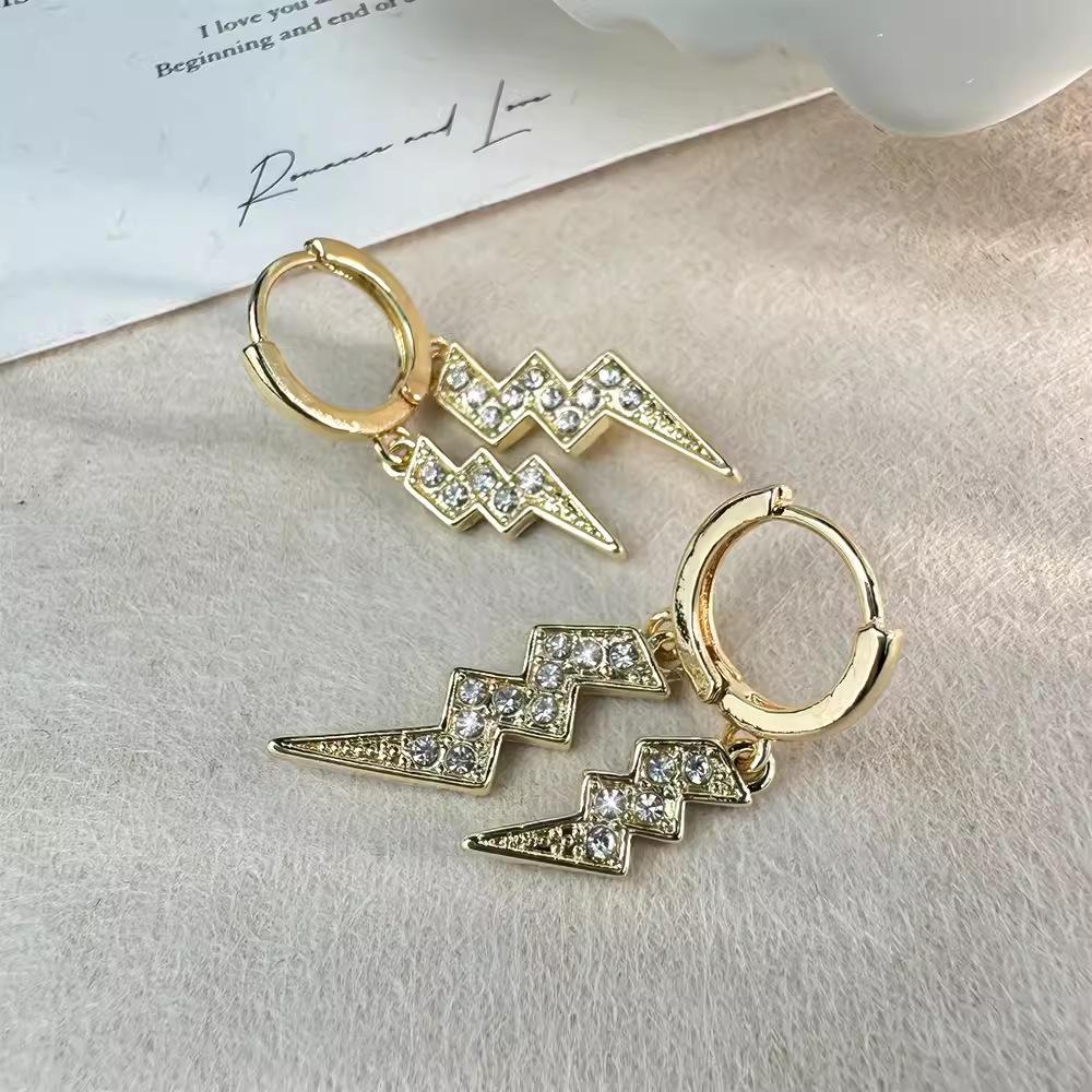 Серьги-молнии с полным бриллиантовым покрытием, женский нишевый дизайн, модные, в стиле хип-хоп, крутые, с характером, хулиганские, красивые, серьги-кольца