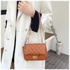 Simple And Stylish Women's Messenger Bag With Grid Pattern And Chain Strap