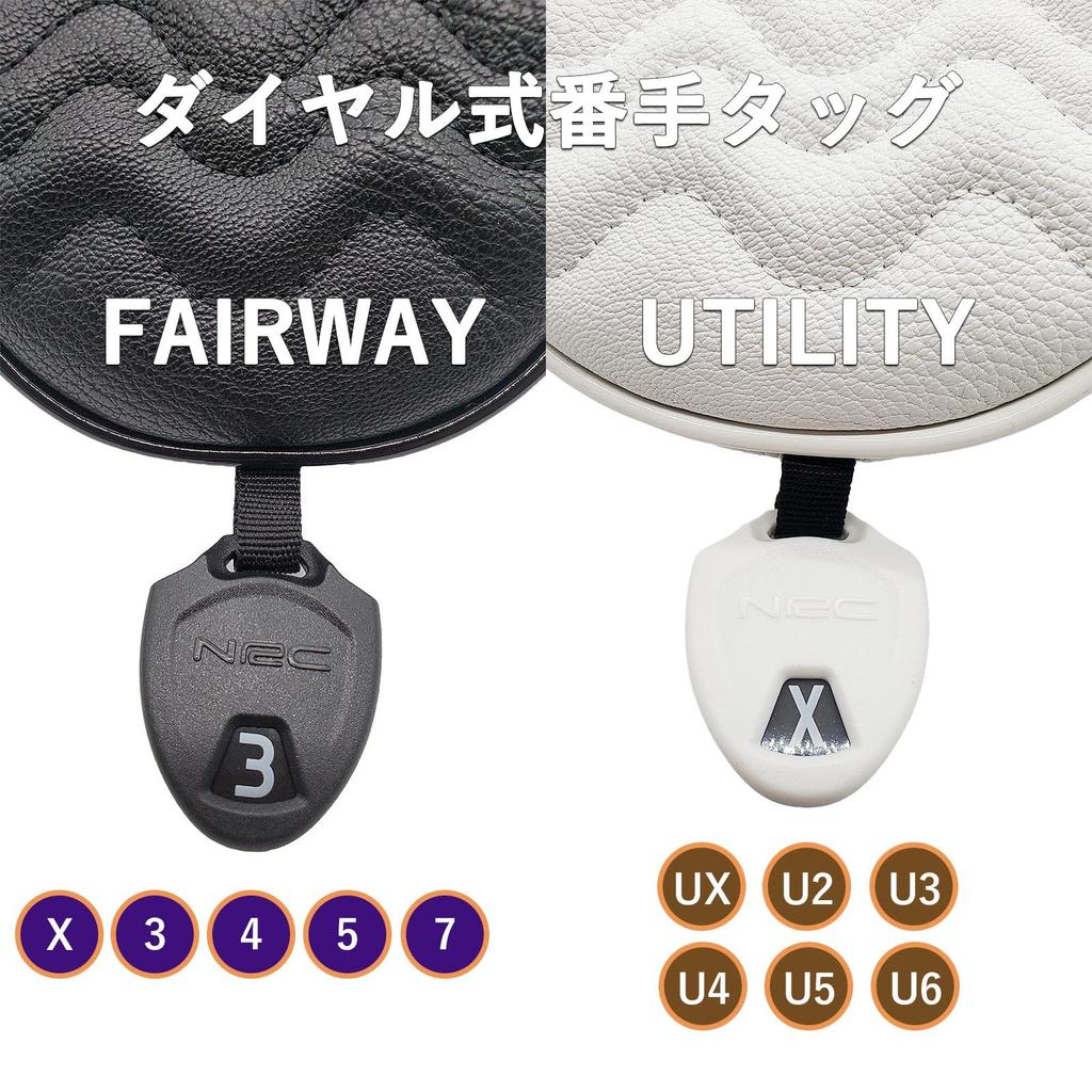 Golf headcover for drivers and Premium PU single Wave pattern in black and Includes conversion tag for (460cc, 440cc), woods, fairways, utilities.