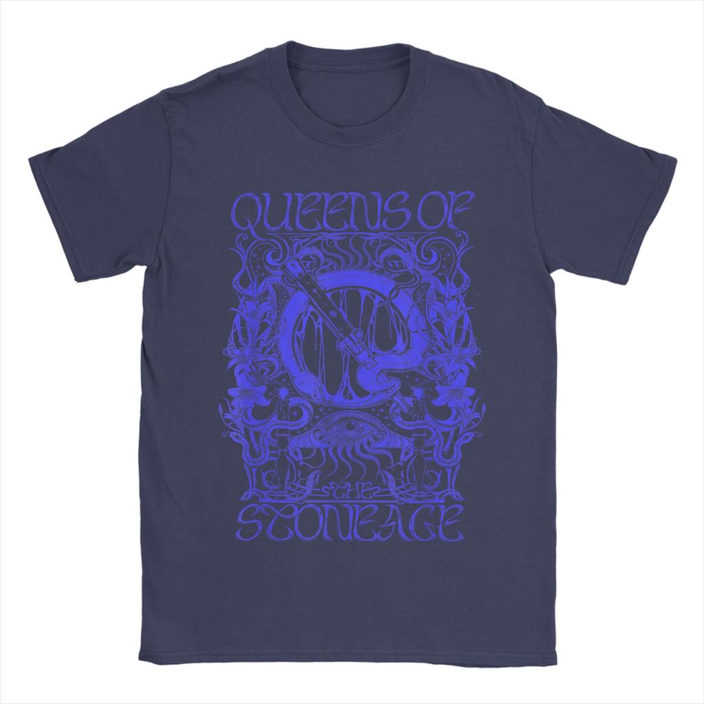 Funny Queens Of The Stone Age Illustrated T-Shirts for Men Round Neck Pure Cotton T Shirt Short Sleeve Tees Summer Clothes