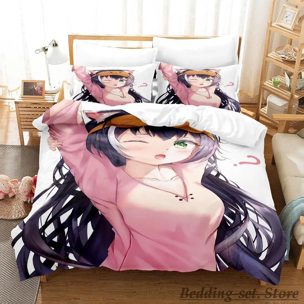 Комплект постельного белья Kawaii Kyaru Single Twin Full Queen King Size Bed Set Adult Kid Bedroom Duvetcover Sets Anime Grils