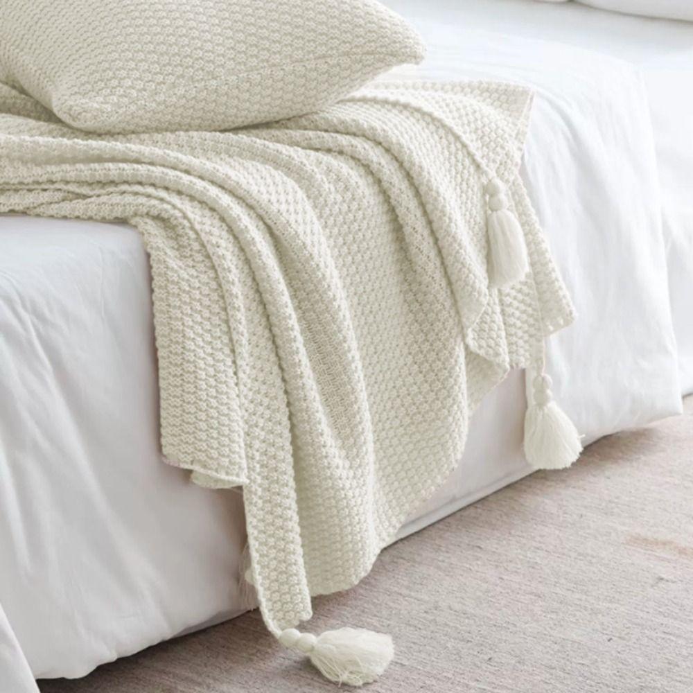Handmade Nap Blanket with Tassel Throw Blanket Fashion Sofa Blanket  Bed