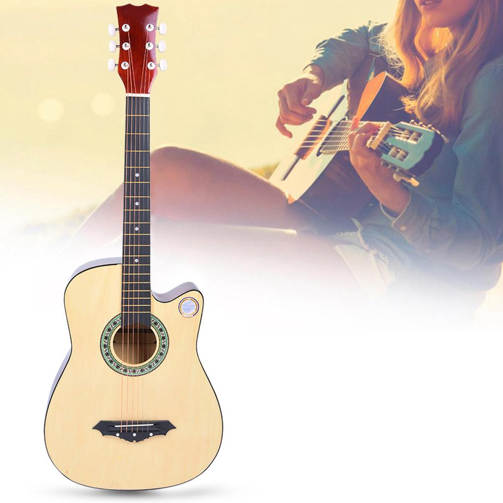 38in Acoustic Guitar Musical Instrument Set with Tuner Capo for Beginner