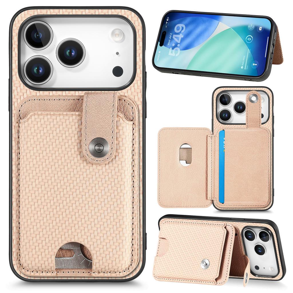 For iPhone 17 Pro Case Card Slots Kickstand Phone Back Cover with Card Tool