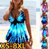 2024 New Summer Women Retro 3D Print Beachwear Swimsuit Female Backless Sling Bathing Suit Female High Waist Two Piece Tankini