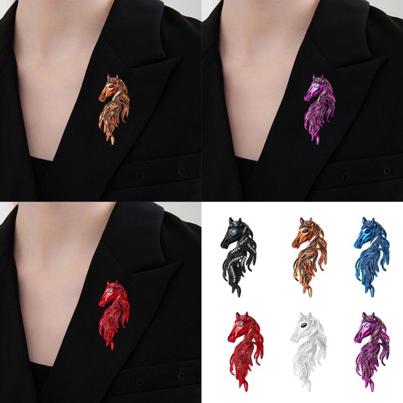 Handcraft Horse Head Brooch Portable Alloy Accessory for Casual Formal Outfits