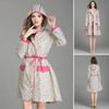 Fashion Women Floral Waterproof Raincoat With Belt Light Breathable Ladies Rainwear Adults Outdoor Bike Rain Jacket